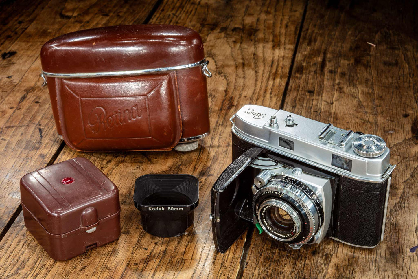 Vintage Rare Beautiful Film Camera Retina IIc Kodak Video 35mm rangefinder with original case, Germany 1950s High Quality Perfect Gift Art