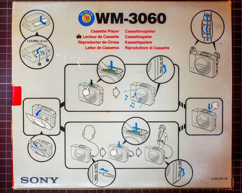 Rare Walkman First Sony WM-3060 New Vintage Red Original in Box 90s Music Complete Set Never Used Retro Stereo Headphones Tape Perfect Gift