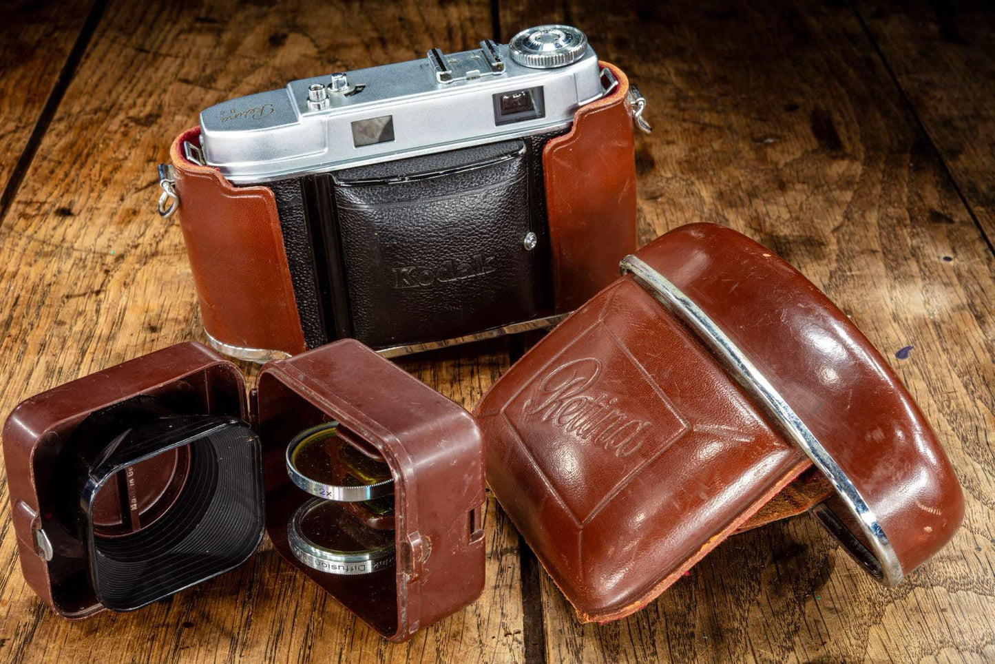 Vintage Rare Beautiful Film Camera Retina IIc Kodak Video 35mm rangefinder with original case, Germany 1950s High Quality Perfect Gift Art