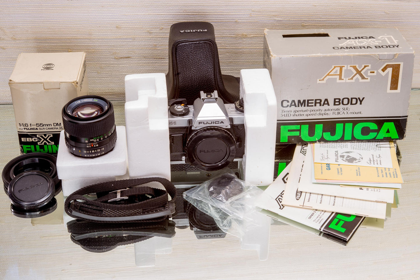 Vintage Film New Camera Manual Fujica AX-1 + Fujinon 55mm F1.6 Boxed! Professional Set Perfect Gift For Photographers and Collectors Lens