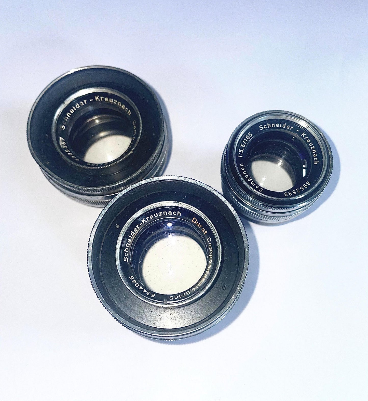Silver Professional Set of Schneider Kreuznach 105mm Lenses Vintage Enlarged & Large Format Optics Perfect for Photographers Retro Gift Art