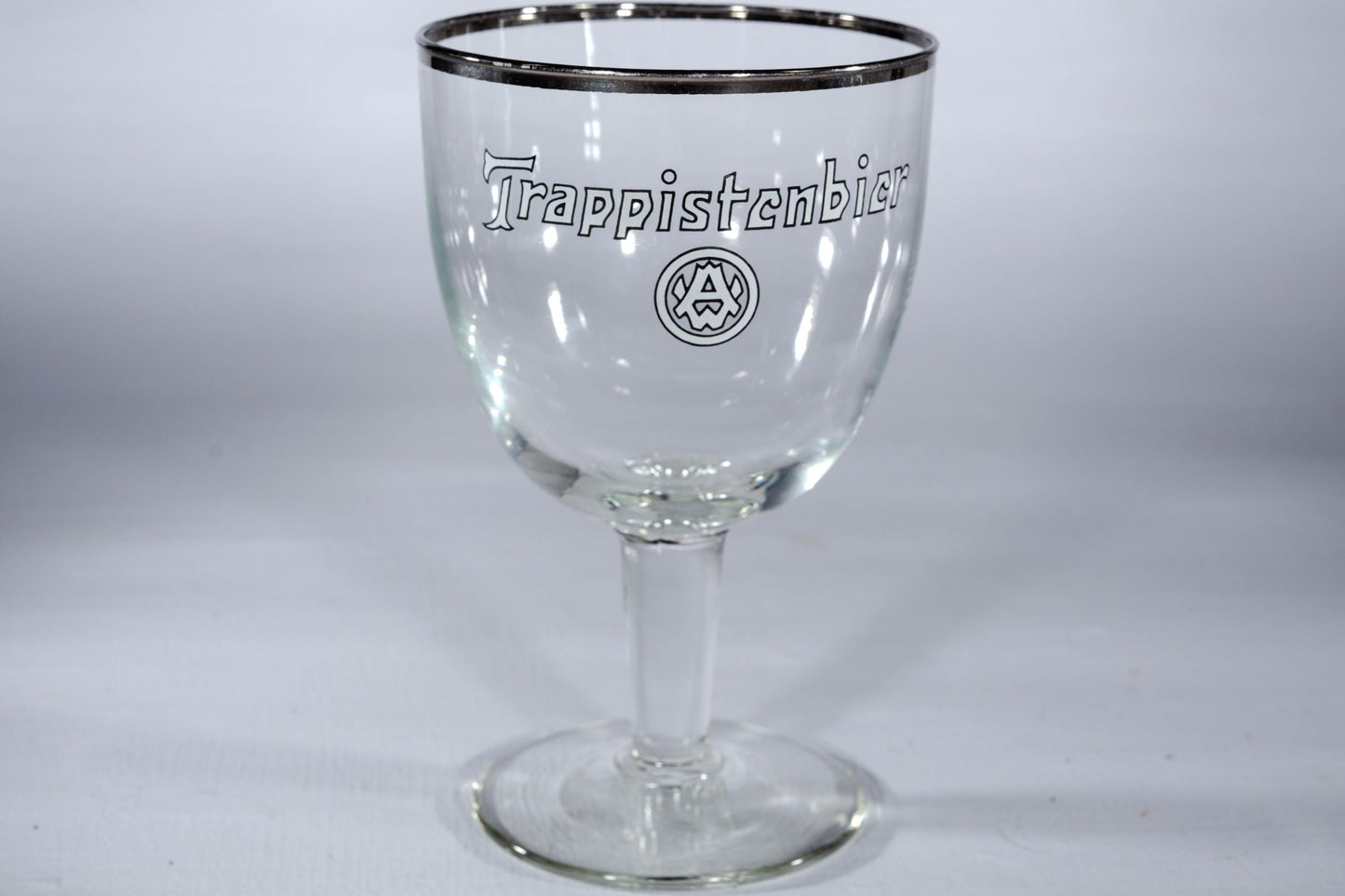 Vintage Trappist Beer Beer Glasses Set of 8 Belgian Chalice Goblets with Silver Rim Authentic Trappist Brewery Glassware Bar Cocktail Party