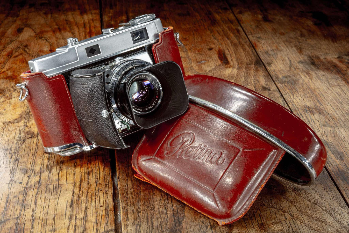 Vintage Rare Beautiful Film Camera Retina IIc Kodak Video 35mm rangefinder with original case, Germany 1950s High Quality Perfect Gift Art