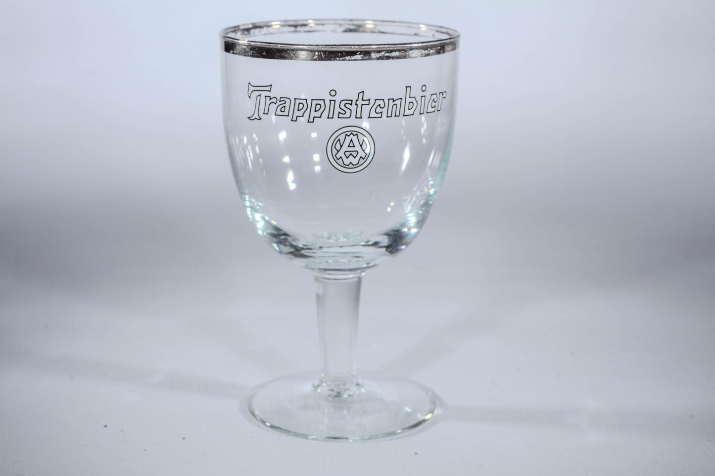 Vintage Trappist Beer Beer Glasses Set of 8 Belgian Chalice Goblets with Silver Rim Authentic Trappist Brewery Glassware Bar Cocktail Party