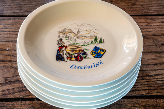 Set of 6 French Cheese Plates – Les Régions de France Auvergne, Berry Vintage Porcelain Serving Dishes Kitchen Home Decor Perfect Gift Art