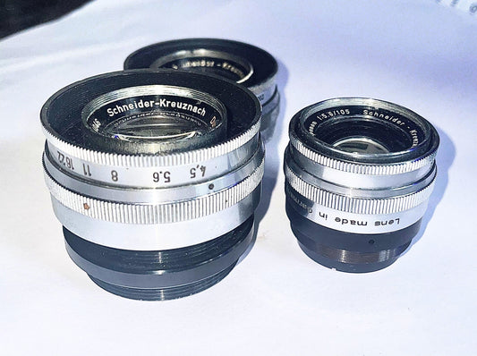 Silver Professional Set of Schneider Kreuznach 105mm Lenses Vintage Enlarged & Large Format Optics Perfect for Photographers Retro Gift Art