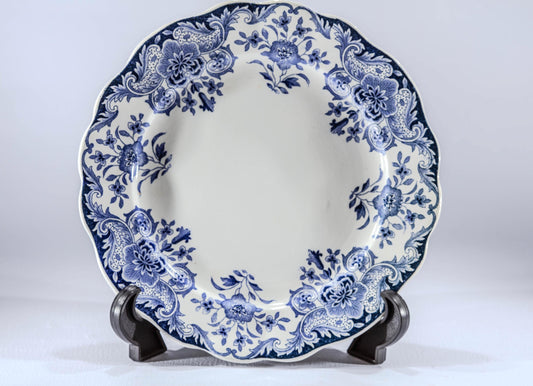 Vintage B.F.K. Dordrecht Decorative Plate Blue White Belgium Ceramic Floral Home Wall Plate 1950s Dutch Design Perfect Collectable Gift Art