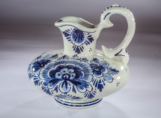 Vintage Delfts Holland Hand-Painted Blue and White Pottery Jug Pitcher – Dutch Ceramic Decorative Vase – Traditional Delftware Perfect Gift
