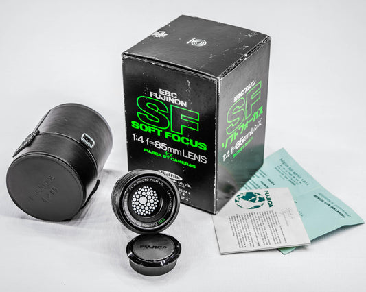 Rare EBC Fujinon SF 85mm f/4 Soft Focus Portrait Lens for Fujica ST Vintage Japan Lens with Box, Case & Caps Set Dreamy Bokeh Effect Gift