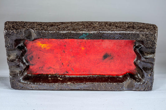Mid Century Modern Lava Glaze Ashtray Vintage Brutalist Red Ceramic Tray 1960s West German Retro Modern Home Decor Accent Collectible Gift