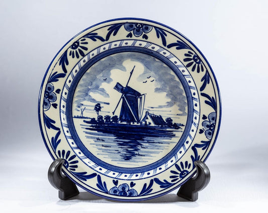 Vintage Delft-Style Blue White Ceramic Holland Plate