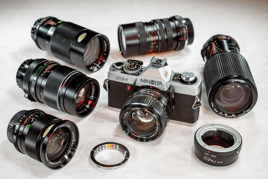 Beautiful Vintage Minolta Camera Set with Lenses 35mm Film Camera Photography Collector Gift Fully Manual SLR Kit Japan Professional Gift