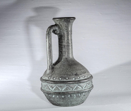 Vintage Elegant Partenon Ceramic Gray Vase Made in Spain Rustic Boho Pottery Pitcher Home Decor Mid-Century Spanish Art 1970s Gift Collector