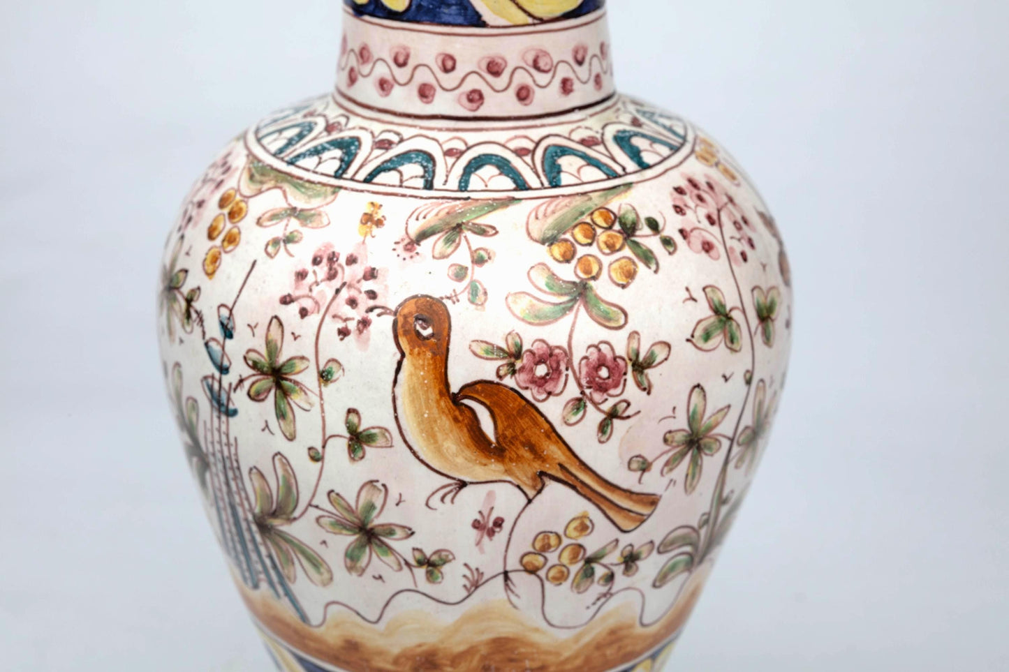Hand-Painted 17th Century Style Porcelain Vase Baroque Scene Ceramic Decor Spanish Renaissance Reproduction Ornate Art Vase Nature Portugal