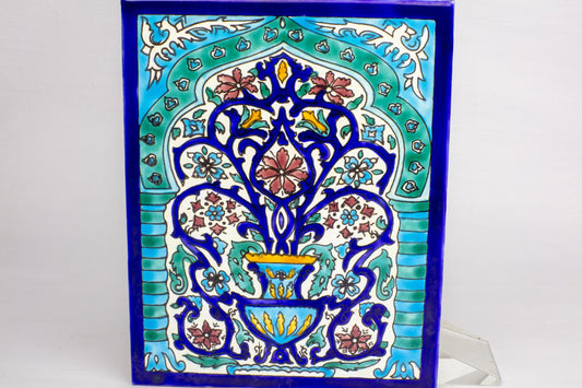 Hand-Painted Vintage Persian Style Ceramic Tile Vibrant Middle Eastern Wall Decor Islamic Art Boho Home Decoration Unique Gift Idea Elegant