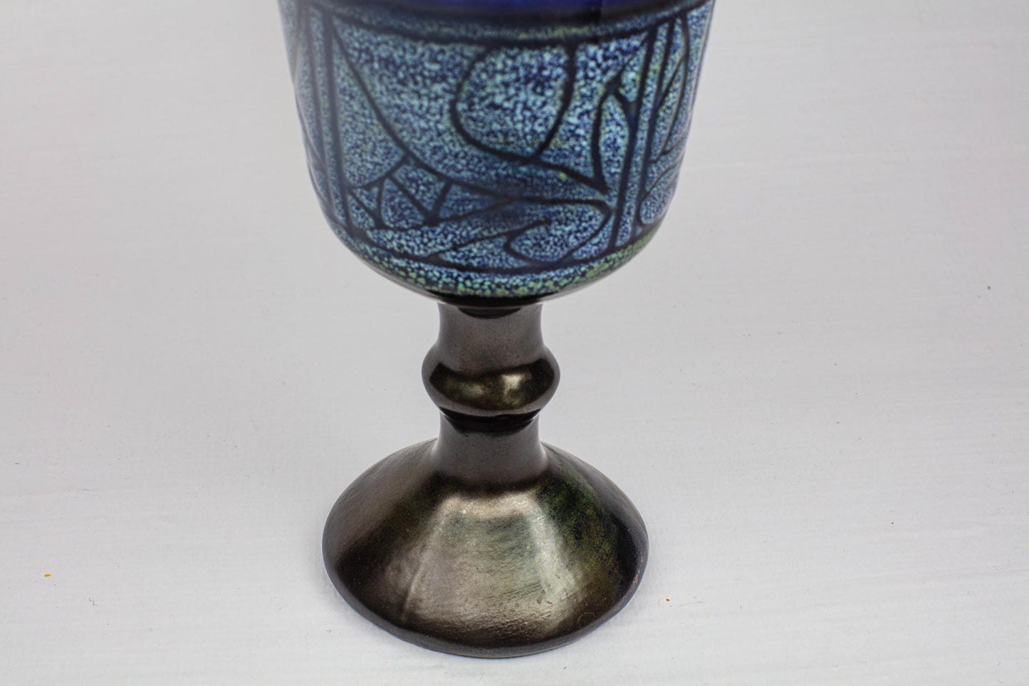 Vintage Ceramic Goblets Set of 2 Handcrafted Pottery Chalices Blue Green Glazed Wine Glass Boho Retro Tableware Drink Cocktail Retro 1970s
