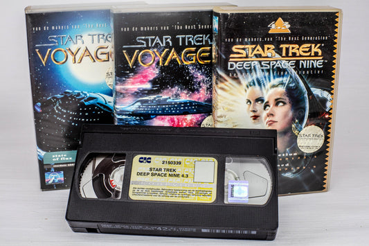 Vintage Star Trek VHS Lot Voyager & Deep Space Nine 1990s VHS Cassette Tapes Sci-Fi Collector's SetCIC Video Release Film Movie Cinema Art